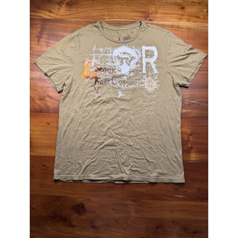 Polo Ralph Lauren T Shirt Large L Custom Fit Green 1st NY Cavalry Military